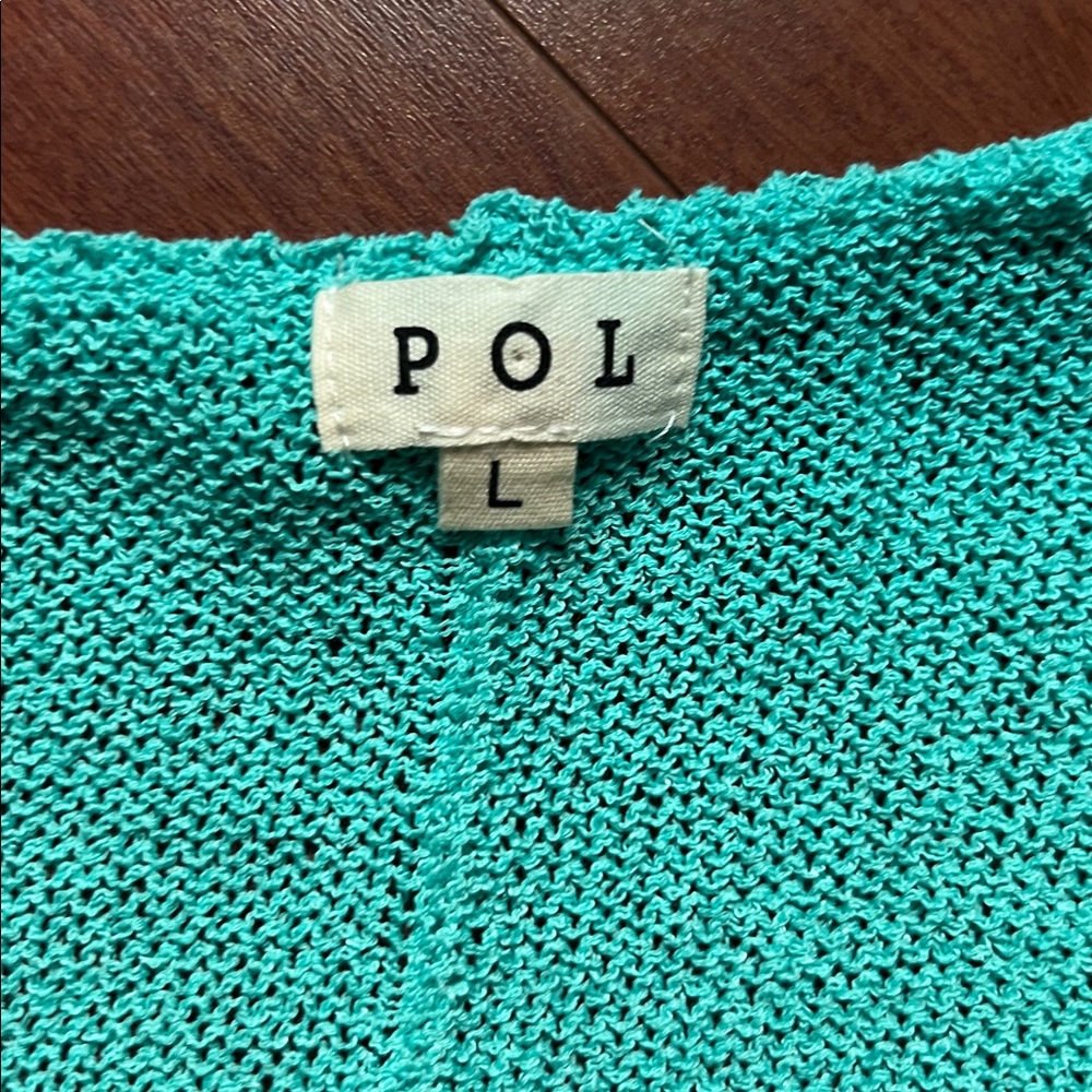 POL Turquoise daisy Floral V-Neck over sized Sweater size L - Picture 3 of 8